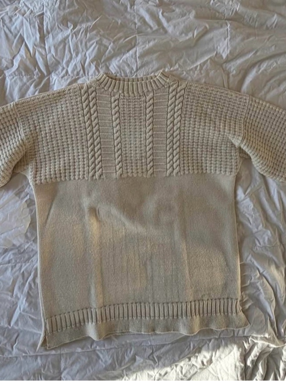 Maison Martin Margiela Cream Cable-Knit Short Sleeve Sweater Top